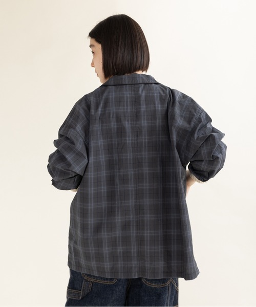 PAR ICI(パーリッシィ)の「コットンチェック パジャマシャツ(セットアップ対応)(シャツ/ブラウス・レディース・チャコールグレー・FREE)」の4枚目の写真