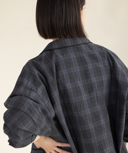 PAR ICI(パーリッシィ)の「コットンチェック パジャマシャツ(セットアップ対応)(シャツ/ブラウス・レディース・チャコールグレー・FREE)」の7枚目の写真