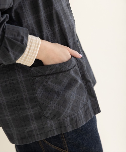 PAR ICI(パーリッシィ)の「コットンチェック パジャマシャツ(セットアップ対応)(シャツ/ブラウス・レディース・チャコールグレー・FREE)」の8枚目の写真