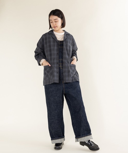 PAR ICI(パーリッシィ)の「コットンチェック パジャマシャツ(セットアップ対応)(シャツ/ブラウス・レディース・チャコールグレー・FREE)」の9枚目の写真