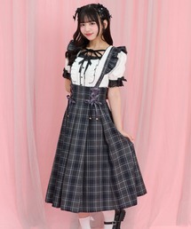 ウエストレースアップミディ丈スカート