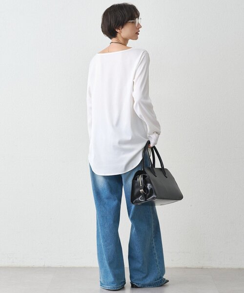 LOUNGEDRESS(ラウンジドレス)の「《WEB限定/レイヤードアイテム》サテンロンTブラウス(シャツ/ブラウス・レディース・オフホワイト/ブラック・FREE)」の8枚目の写真