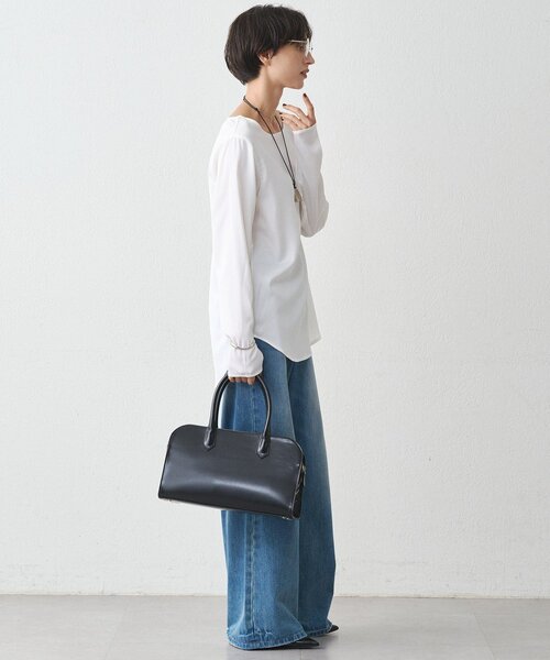 LOUNGEDRESS(ラウンジドレス)の「《WEB限定/レイヤードアイテム》サテンロンTブラウス(シャツ/ブラウス・レディース・オフホワイト/ブラック・FREE)」の9枚目の写真