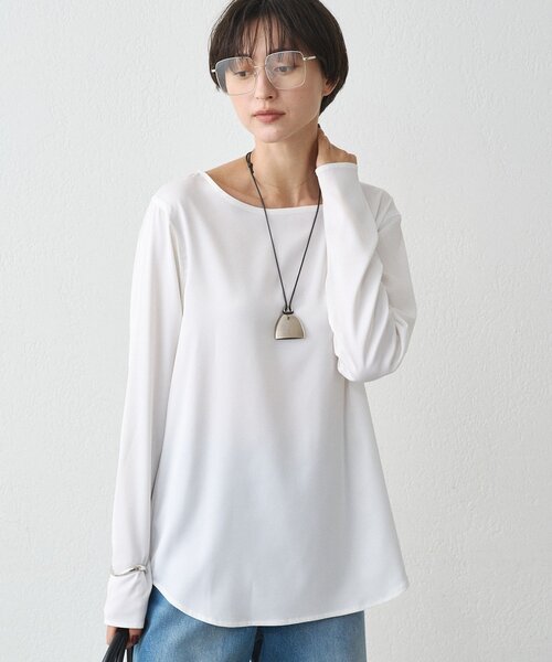 LOUNGEDRESS(ラウンジドレス)の「《WEB限定/レイヤードアイテム》サテンロンTブラウス(シャツ/ブラウス・レディース・オフホワイト/ブラック・FREE)」の11枚目の写真
