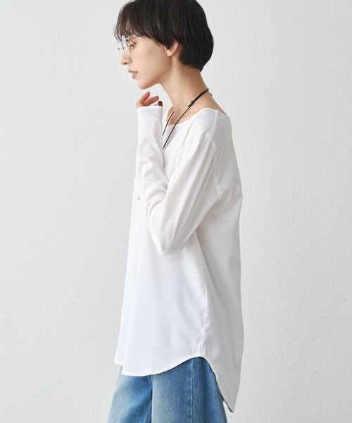 LOUNGEDRESS(ラウンジドレス)の「《WEB限定/レイヤードアイテム》サテンロンTブラウス(シャツ/ブラウス・レディース・オフホワイト/ブラック・FREE)」の12枚目の写真