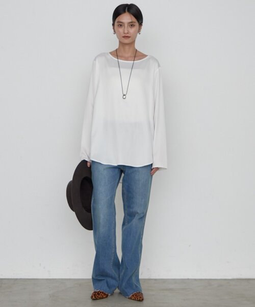 LOUNGEDRESS(ラウンジドレス)の「《WEB限定/レイヤードアイテム》サテンロンTブラウス(シャツ/ブラウス・レディース・オフホワイト/ブラック・FREE)」の18枚目の写真