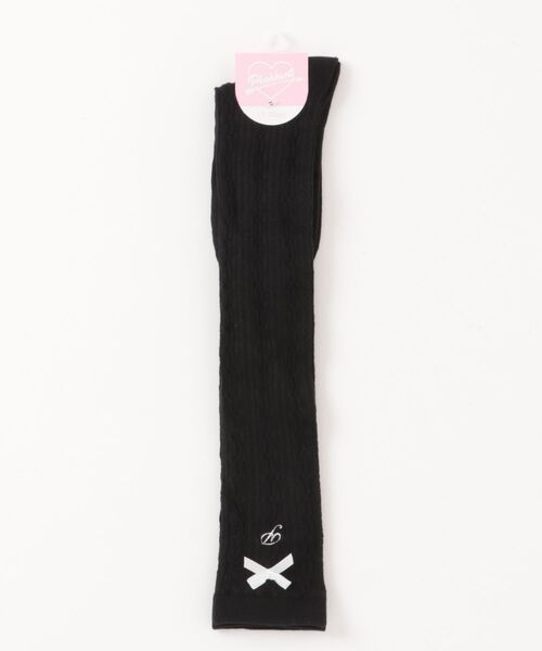 PINKHUNT(ピンクハント)の「PINKHUNT ケーブル編みニーハイソックス 1892(ソックス/靴下・キッズ・ホワイト/ブラック・21-24cm/17-20)」の2枚目の写真