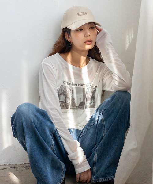 VitaFelice（ヴィータフェリーチェ）の「フォトプリントシアートップス（Tシャツ/カットソー・レディース・ブラック/オフホワイト・FREE）」の8枚目の写真