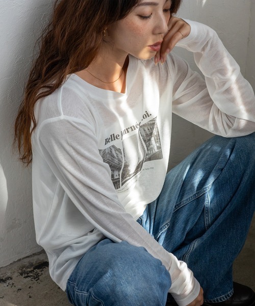 VitaFelice（ヴィータフェリーチェ）の「フォトプリントシアートップス（Tシャツ/カットソー・レディース・ブラック/オフホワイト・FREE）」の9枚目の写真