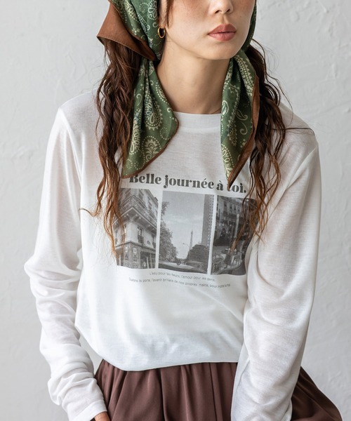 VitaFelice（ヴィータフェリーチェ）の「フォトプリントシアートップス（Tシャツ/カットソー・レディース・ブラック/オフホワイト・FREE）」の10枚目の写真