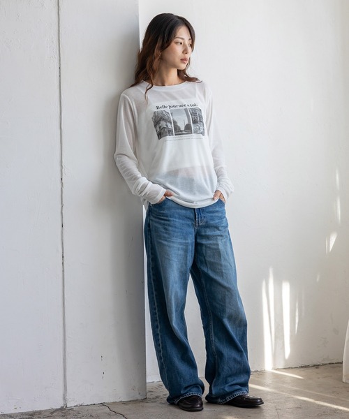 VitaFelice（ヴィータフェリーチェ）の「フォトプリントシアートップス（Tシャツ/カットソー・レディース・ブラック/オフホワイト・FREE）」の13枚目の写真