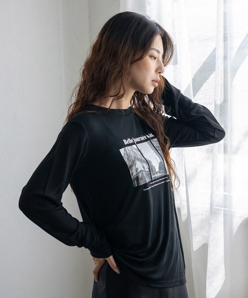 VitaFelice（ヴィータフェリーチェ）の「フォトプリントシアートップス（Tシャツ/カットソー・レディース・ブラック/オフホワイト・FREE）」の17枚目の写真