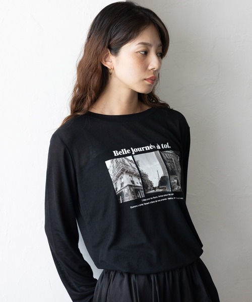 VitaFelice（ヴィータフェリーチェ）の「フォトプリントシアートップス（Tシャツ/カットソー・レディース・ブラック/オフホワイト・FREE）」の18枚目の写真