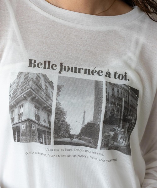 VitaFelice（ヴィータフェリーチェ）の「フォトプリントシアートップス（Tシャツ/カットソー・レディース・ブラック/オフホワイト・FREE）」の3枚目の写真