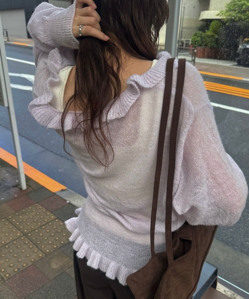 WILLFULLY(ウィルフリー)の「ruffle sheer rib waist knit cardigan(カーディガン/ボレロ・レディース・チャコール/ライラック/ブラウン・FREE)」の19枚目の写真