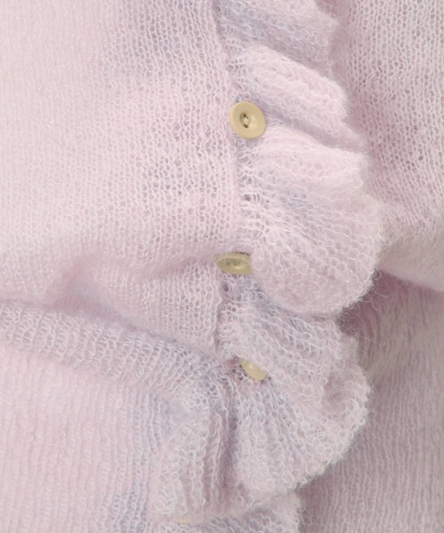 WILLFULLY(ウィルフリー)の「ruffle sheer rib waist knit cardigan(カーディガン/ボレロ・レディース・チャコール/ライラック/ブラウン・FREE)」の4枚目の写真