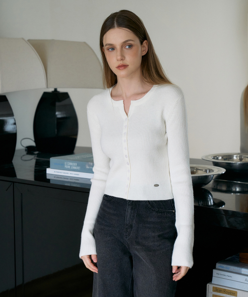DEHEVE（デヘヴェ）の「Slim Rib Cardigan [Ivory]（カーディガン/ボレロ・レディース・アイボリー・OS）」の9枚目の写真