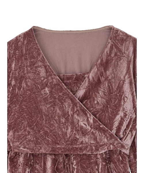 Ameri(アメリ)の「VELOUR LAYERED CUT TOP(Tシャツ/カットソー・レディース・ローズ/ブラック/アイボリー・FREE)」の4枚目の写真