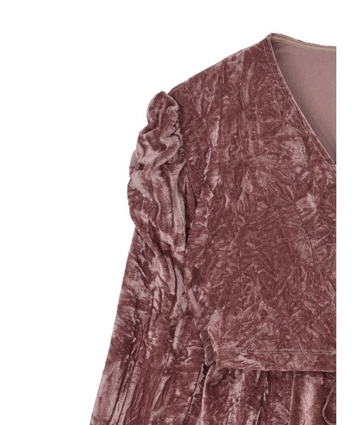Ameri(アメリ)の「VELOUR LAYERED CUT TOP(Tシャツ/カットソー・レディース・ローズ/ブラック/アイボリー・FREE)」の5枚目の写真