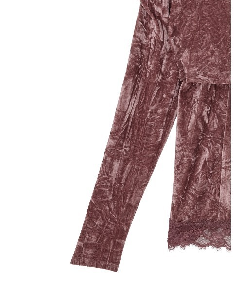 Ameri(アメリ)の「VELOUR LAYERED CUT TOP(Tシャツ/カットソー・レディース・ローズ/ブラック/アイボリー・FREE)」の6枚目の写真