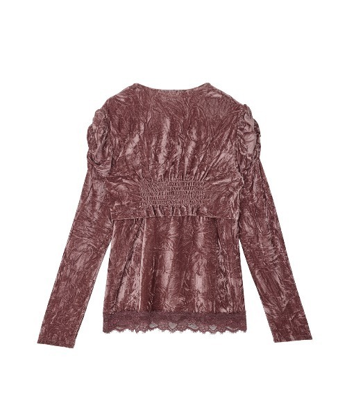 Ameri(アメリ)の「VELOUR LAYERED CUT TOP(Tシャツ/カットソー・レディース・ローズ/ブラック/アイボリー・FREE)」の8枚目の写真