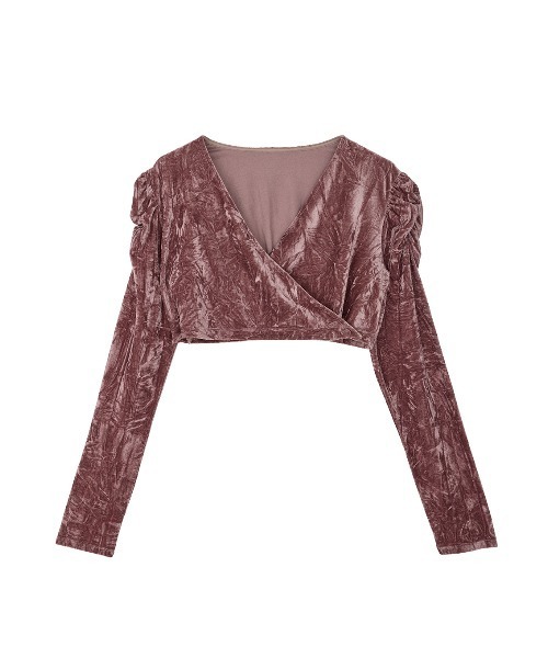 Ameri(アメリ)の「VELOUR LAYERED CUT TOP(Tシャツ/カットソー・レディース・ローズ/ブラック/アイボリー・FREE)」の12枚目の写真