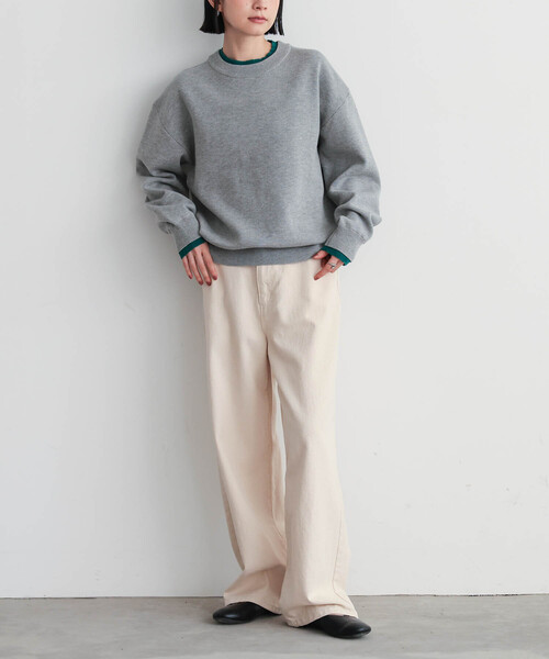 for/c(フォーシー)の「スウェットライクバイカラートップス【サスティナブル】(ニット/セーター・レディース・ネイビー/アイボリー/グレー/ブラック・M/L/LL)」の20枚目の写真