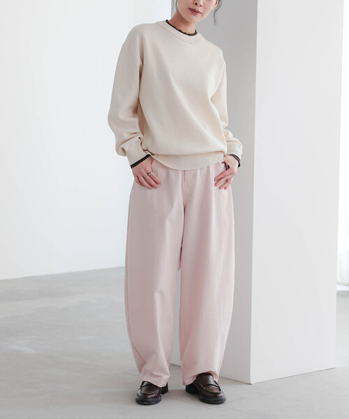 for/c(フォーシー)の「スウェットライクバイカラートップス【サスティナブル】(ニット/セーター・レディース・ネイビー/アイボリー/グレー/ブラック・M/L/LL)」の12枚目の写真