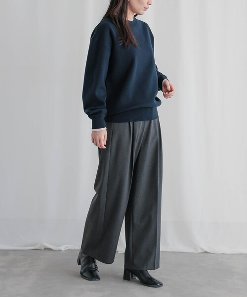 for/c(フォーシー)の「スウェットライクバイカラートップス【サスティナブル】(ニット/セーター・レディース・ネイビー/アイボリー/グレー/ブラック・M/L/LL)」の11枚目の写真