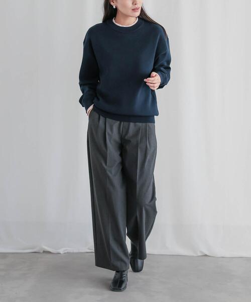 for/c(フォーシー)の「スウェットライクバイカラートップス【サスティナブル】(ニット/セーター・レディース・ネイビー/アイボリー/グレー/ブラック・M/L/LL)」の10枚目の写真