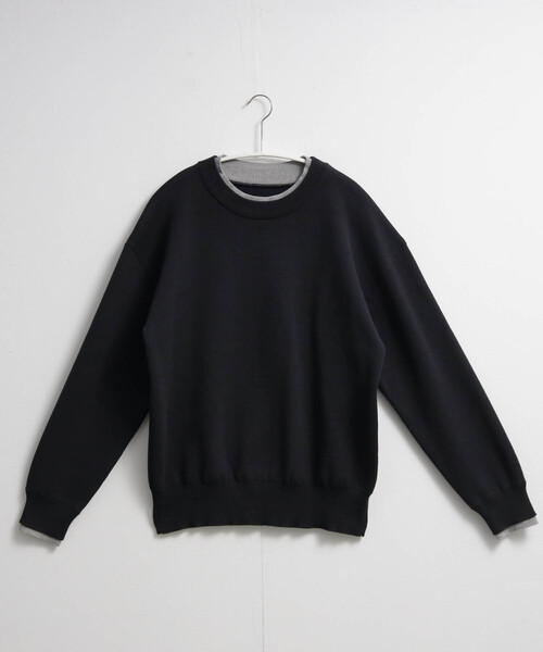 for/c(フォーシー)の「スウェットライクバイカラートップス【サスティナブル】(ニット/セーター・レディース・ネイビー/アイボリー/グレー/ブラック・M/L/LL)」の6枚目の写真