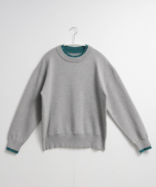 for/c(フォーシー)の「スウェットライクバイカラートップス【サスティナブル】(ニット/セーター・レディース・ネイビー/アイボリー/グレー/ブラック・M/L/LL)」の7枚目の写真