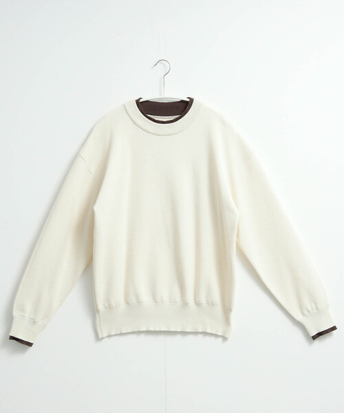 for/c(フォーシー)の「スウェットライクバイカラートップス【サスティナブル】(ニット/セーター・レディース・ネイビー/アイボリー/グレー/ブラック・M/L/LL)」の8枚目の写真