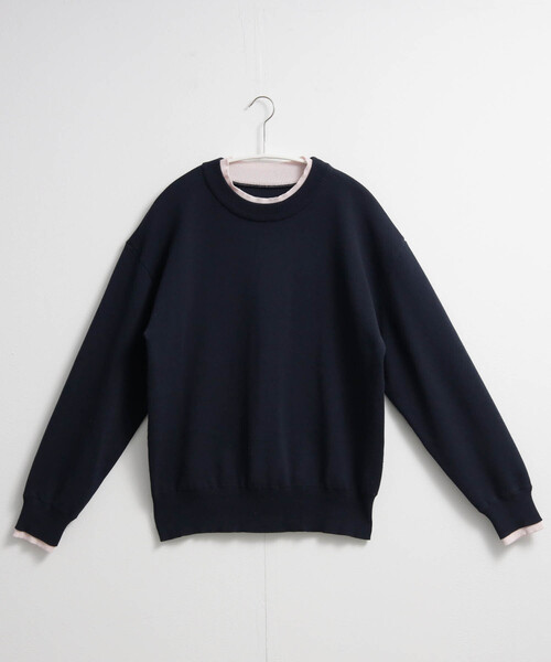 for/c(フォーシー)の「スウェットライクバイカラートップス【サスティナブル】(ニット/セーター・レディース・ネイビー/アイボリー/グレー/ブラック・M/L/LL)」の9枚目の写真