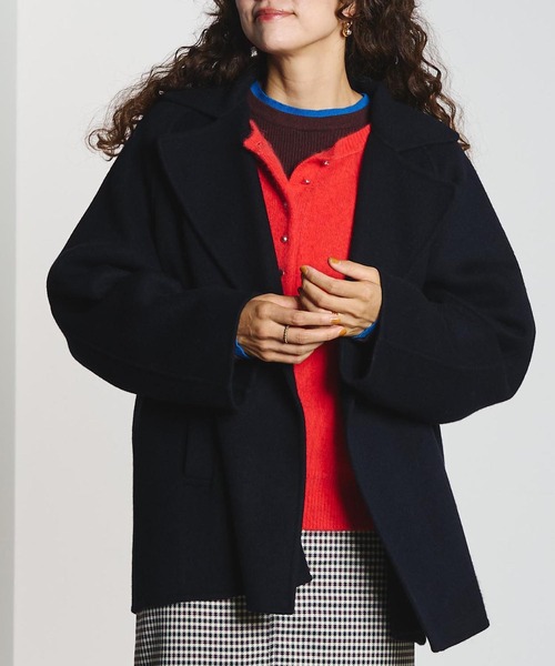 ROSE BUD(ローズバッド)の「WIDE TAILORED COAT(ダウンジャケット/コート・レディース・ネイビー/レッド・ONE SIZE)」の2枚目の写真