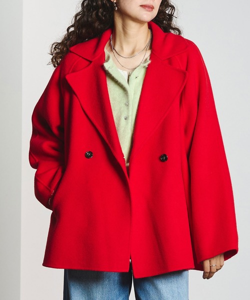 ROSE BUD(ローズバッド)の「WIDE TAILORED COAT(ダウンジャケット/コート・レディース・ネイビー/レッド・ONE SIZE)」の1枚目の写真