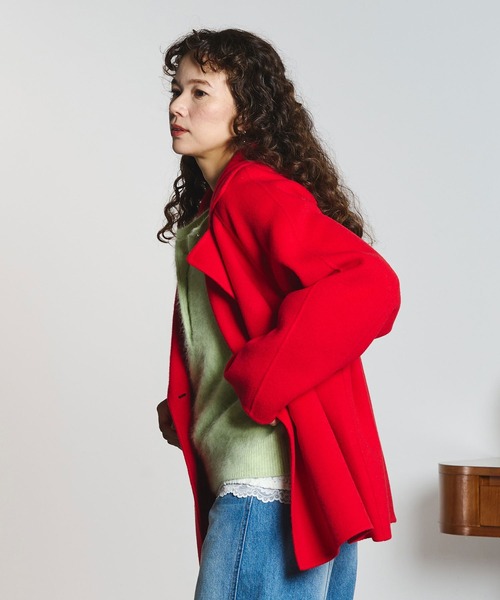 ROSE BUD(ローズバッド)の「WIDE TAILORED COAT(ダウンジャケット/コート・レディース・ネイビー/レッド・ONE SIZE)」の4枚目の写真