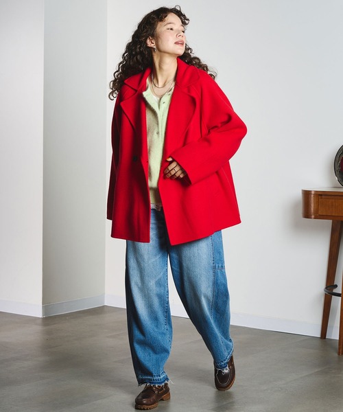 ROSE BUD(ローズバッド)の「WIDE TAILORED COAT(ダウンジャケット/コート・レディース・ネイビー/レッド・ONE SIZE)」の6枚目の写真