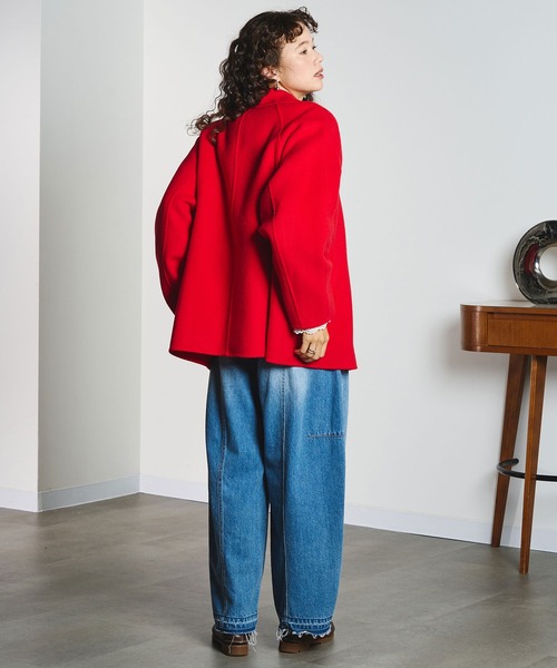 ROSE BUD(ローズバッド)の「WIDE TAILORED COAT(ダウンジャケット/コート・レディース・ネイビー/レッド・ONE SIZE)」の8枚目の写真