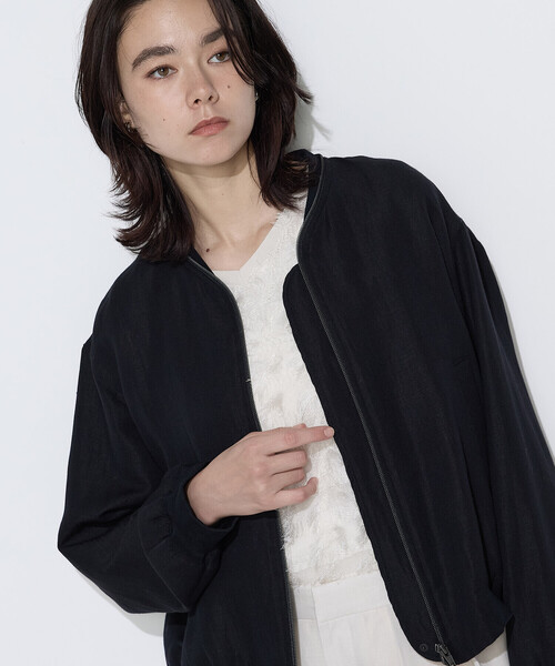 K.T KIYOKO TAKASE(キヨコタカセ)の「リネンウール MA-1ブルゾン(ブルゾン・レディース・アイボリー/ブラック・9号)」の20枚目の写真