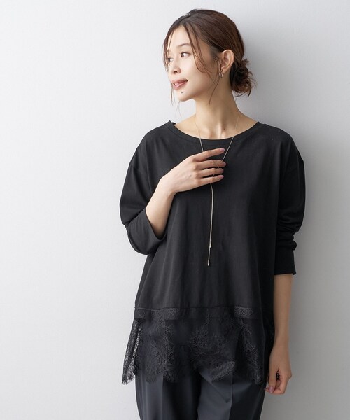 UNTITLED(アンタイトル)の「レースドッキングプルオーバー(Tシャツ/カットソー・レディース・オフホワイト/ブラック/チャコールグレー・44/04/00/48/02/50)」の13枚目の写真