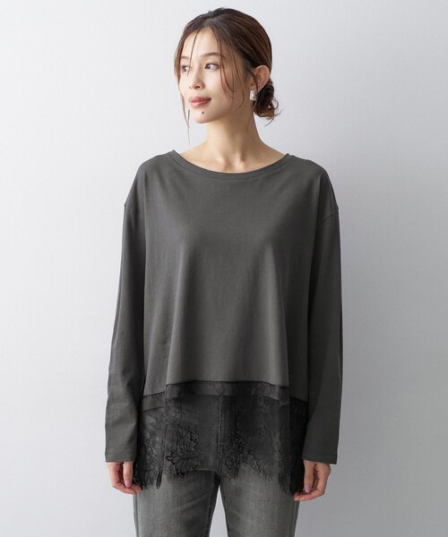 UNTITLED(アンタイトル)の「レースドッキングプルオーバー(Tシャツ/カットソー・レディース・オフホワイト/ブラック/チャコールグレー・44/04/00/48/02/50)」の17枚目の写真