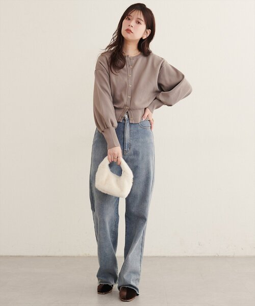 natural couture（ナチュラルクチュール）の「お家で洗えるちびハート釦カーディガン（カーディガン/ボレロ・レディース・ブラック/チャコールグレー/オフホワイト/サックスブルー/ピンク/モカ/ボルドー・FREE）」の16枚目の写真