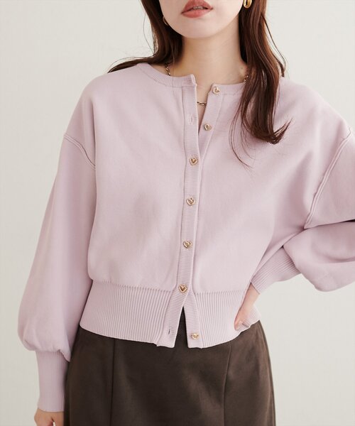 natural couture（ナチュラルクチュール）の「お家で洗えるちびハート釦カーディガン（カーディガン/ボレロ・レディース・ブラック/チャコールグレー/オフホワイト/サックスブルー/ピンク/モカ/ボルドー・FREE）」の14枚目の写真