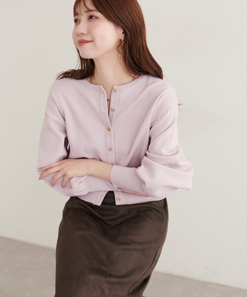 natural couture（ナチュラルクチュール）の「お家で洗えるちびハート釦カーディガン（カーディガン/ボレロ・レディース・ブラック/チャコールグレー/オフホワイト/サックスブルー/ピンク/モカ/ボルドー・FREE）」の13枚目の写真