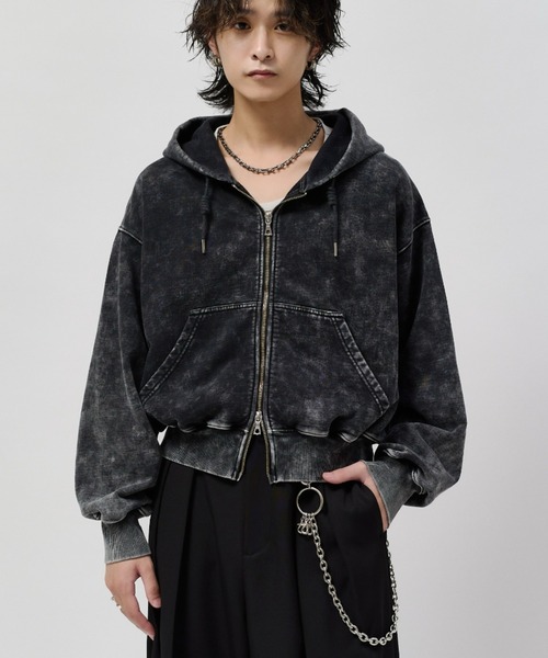 Lui's(ルイス)の「ROUND SWEAT ZIP HOODIE(パーカー・メンズ・グレー/ブラック・S/M)」の1枚目の写真