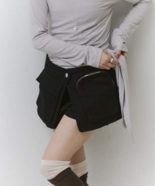 thinkto(シンクト)の「カーゴレイヤードショートパンツ(その他パンツ・レディース・ブラック・1/0)」の1枚目の写真