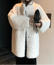 スタンドカラーボアミドルコート