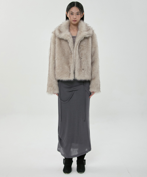 FLAREUP(フレアアップ)の「Miya ファージャケット (FL-063_Ash Beige)(ムートンコート・レディース・ベージュ・1/2)」の6枚目の写真
