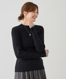 袖先シアーリブニット